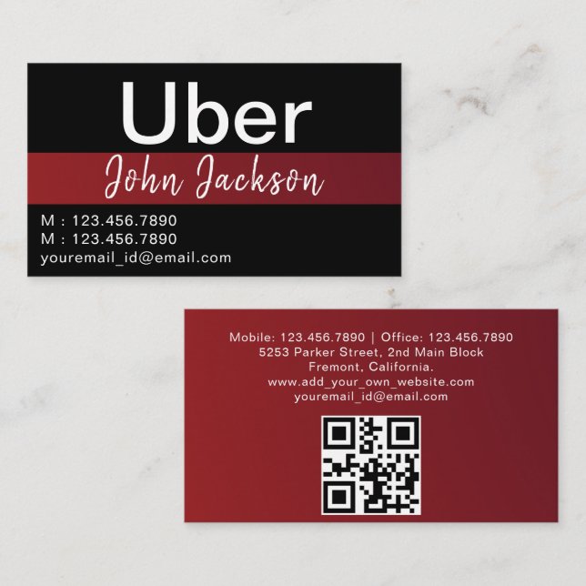  Personalised Uber Business Cards (Front/Back)