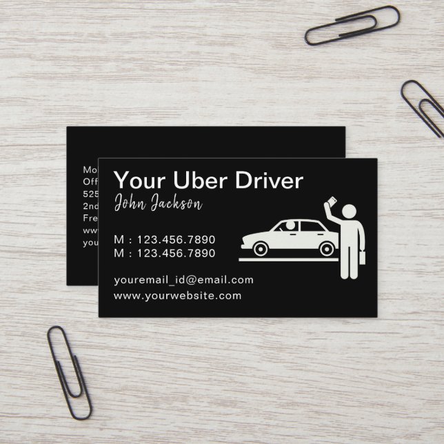  Personalised Uber Driver QR Code  Business Card (Front/Back In Situ)
