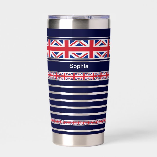 Personalised (UK) United Kingdom Patriotic Flag  Insulated Tumbler (Front)