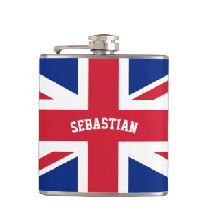 Personalised UK United Kingdom Union Jack Flag Hip Flask