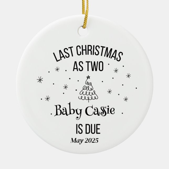 Personalised Ultrasound 1st Christmas Ceramic Tree Decoration (Front)
