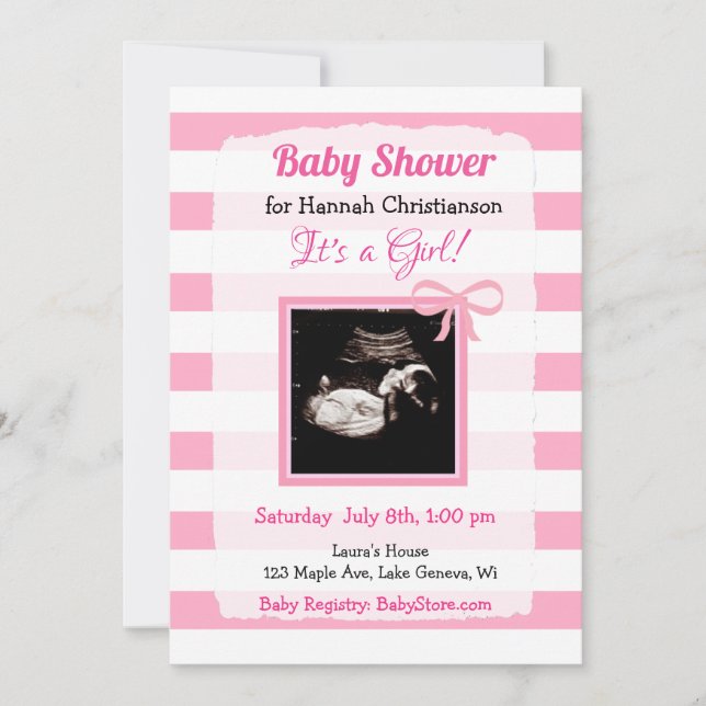 Personalised Ultrasound Picture Baby Shower Invitation (Front)
