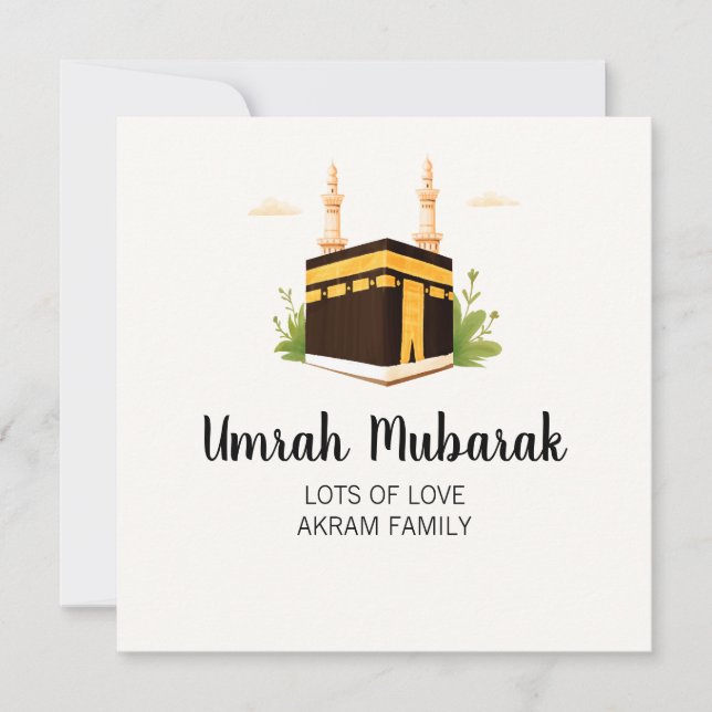Personalised Umrah Hajj Mubarak Islamic Card (Front)