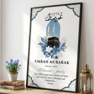 Personalised Umrah Mubarak Islamic Wall Art Poster