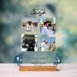 Personalised Umrah Mubarak Photo Collage Acrylic Sign