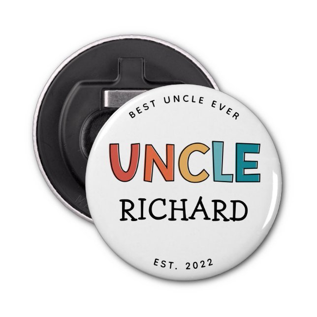 Personalised Uncle Retro Gift Best Uncle Ever Cute Bottle Opener (Front)