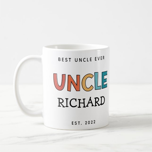 Personalised Uncle Retro Gift Best Uncle Ever Cute Coffee Mug (Left)