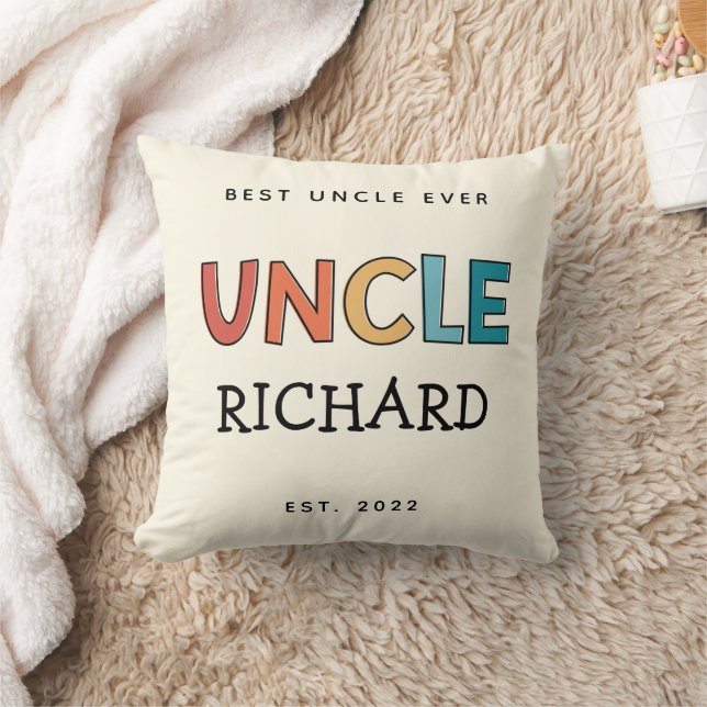 Personalised Uncle Retro Gift Best Uncle Ever Cute Cushion (Blanket)