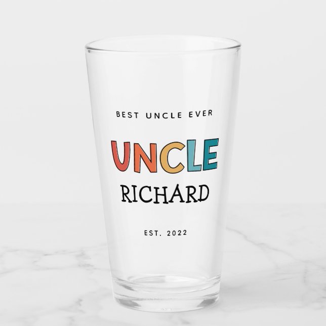 Personalised Uncle Retro Gift Best Uncle Ever Cute Glass (Front)