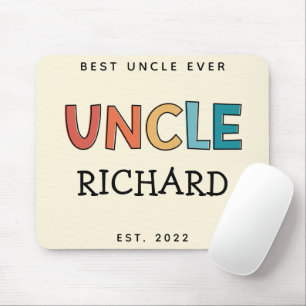 Personalised Uncle Retro Gift Best Uncle Ever Cute Mouse Mat