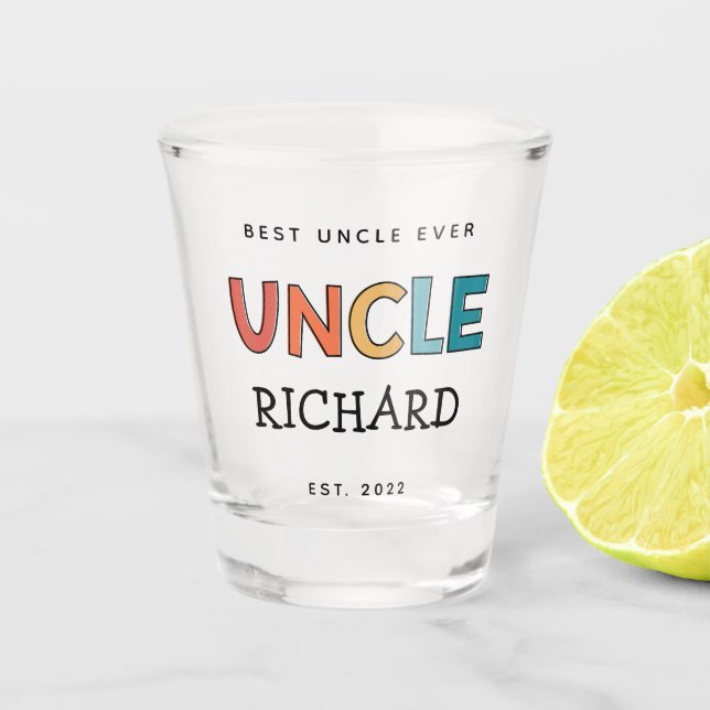 Personalised Uncle Retro Gift Best Uncle Ever Cute Shot Glass (Front)