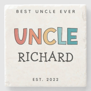 Personalised Uncle Retro Gift Best Uncle Ever Cute Stone Coaster