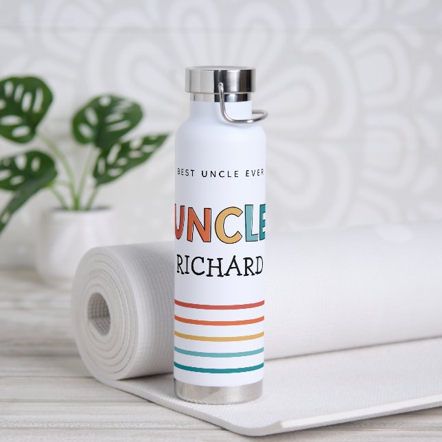 Personalised Uncle Retro Gift Best Uncle Ever Cute Water Bottle (Yoga)