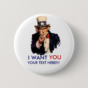 Personalised Uncle Sam Button