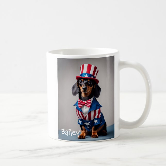 Personalised Uncle Sam Dachshund Mug (Right)