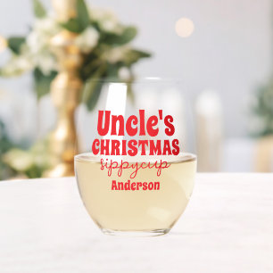 Personalised Uncle's Christmas Sippy Cup  Stemless Wine Glass