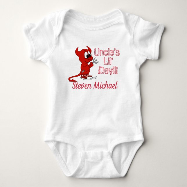 Personalised Uncle's Lil Devil with Cute Devil Baby Bodysuit (Front)