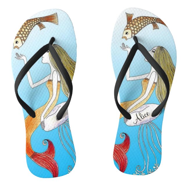 Personalised under the sea beautiful mermaid flip flops (Footbed)