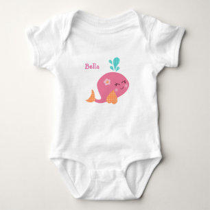 Personalised Under the Sea Pink Whale Baby Shirt