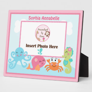 Personalised Under the Sea/Pink Whale Photo Plaque