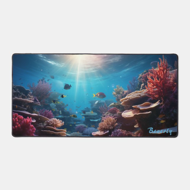 Personalised Underwater Coral Reef Desk Mat  (Front)