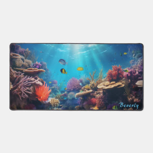 Personalised Underwater Coral Reef Desk Mat