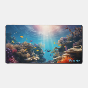Personalised Underwater Coral Reef Desk Mat
