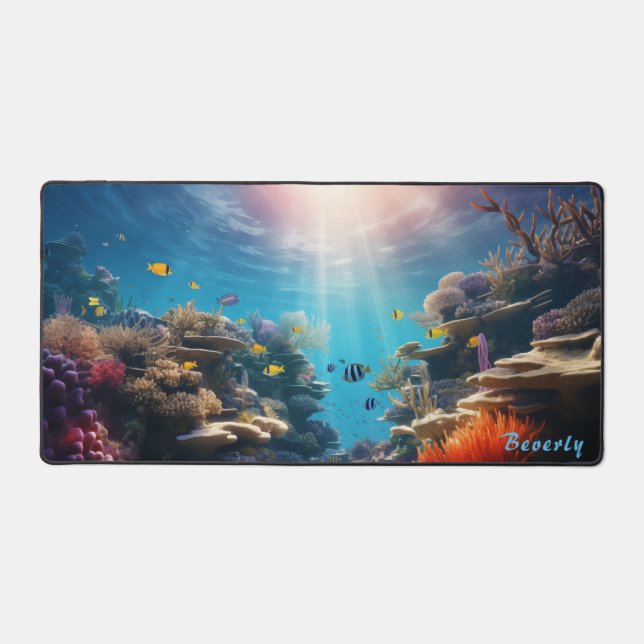 Personalised Underwater Coral Reef Desk Mat  (Front)