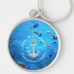 Personalised Underwater Ocean Scene w/ Anchor  Key Ring