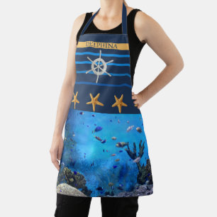 Personalised Underwater Scene Starfish & Helm Apron