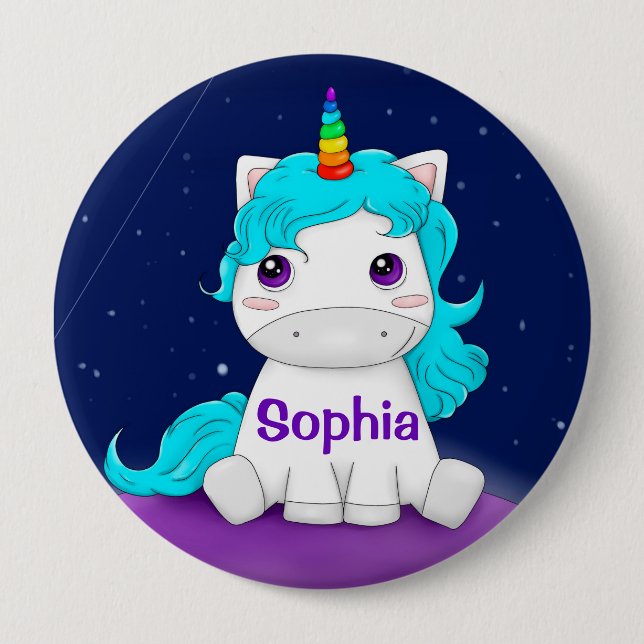 Personalised Unicorn 10 Cm Round Badge (Front)