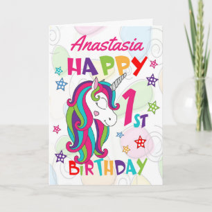 Personalised Unicorn 1st Birthday Card
