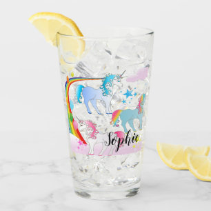 Personalised Unicorn And Rainbow Glass Tumbler