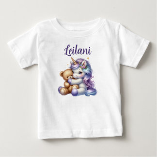 Personalised Unicorn and Teddy Bear Baby T-shirt