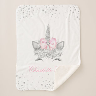 Personalised Unicorn Baby Sherpa Blanket