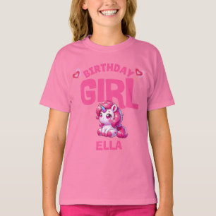 Personalised Unicorn Birthday Girl T-Shirt