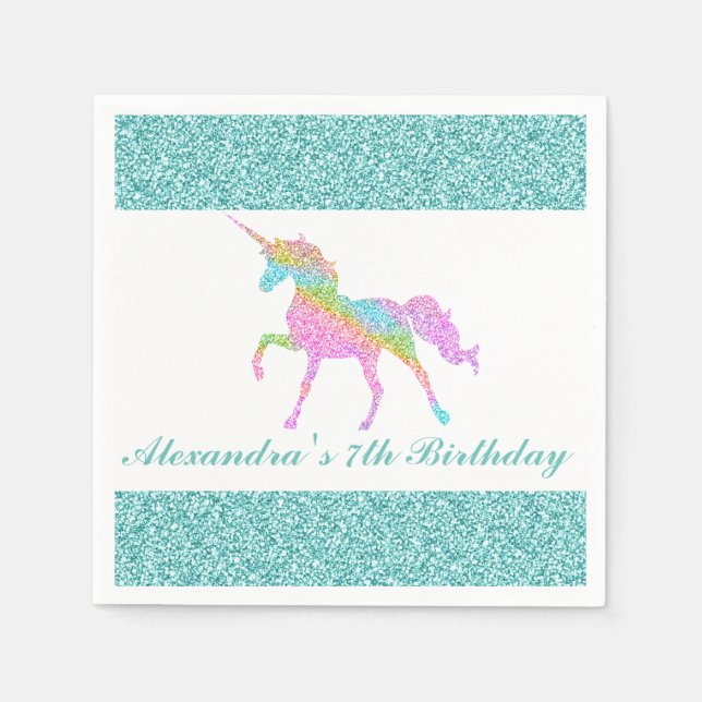 Personalised Unicorn Birthday Napkin (Front)