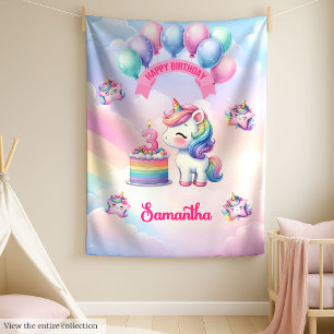 Personalised Unicorn Blanket for 3rd Birthday Girl