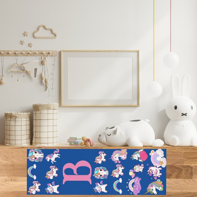 Personalised Unicorn Blue Monogramed  Yoga Mat (Creator Uploaded)