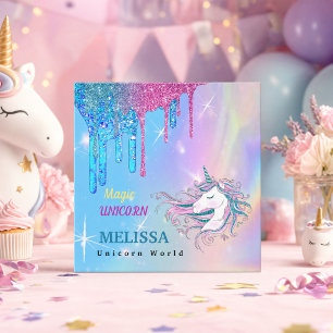 Personalised Unicorn Boutique Magical Glitter Square Business Card