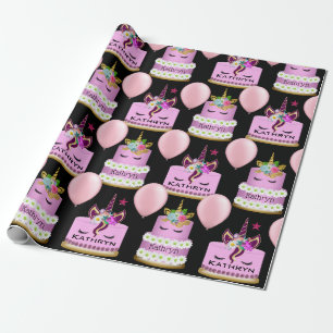 Personalised Unicorn Cakes Wrapping Paper
