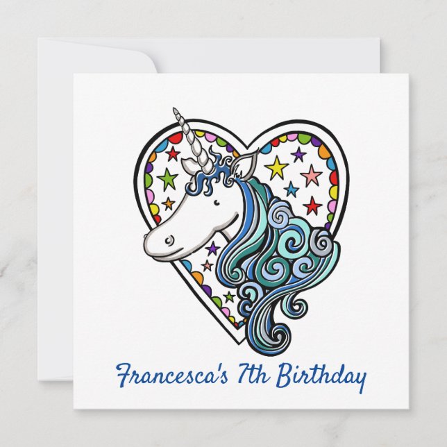 Personalised Unicorn Children's Birthday Invite (Front)
