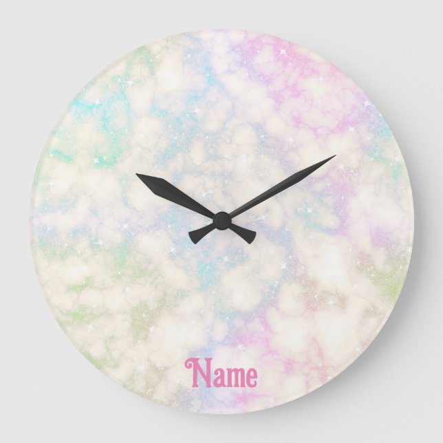 Personalised Unicorn Colours Large Clock (Front)