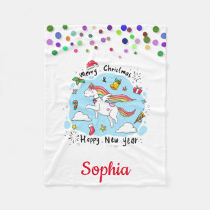 Personalised Unicorn Doodle with Pony Fleece Blanket