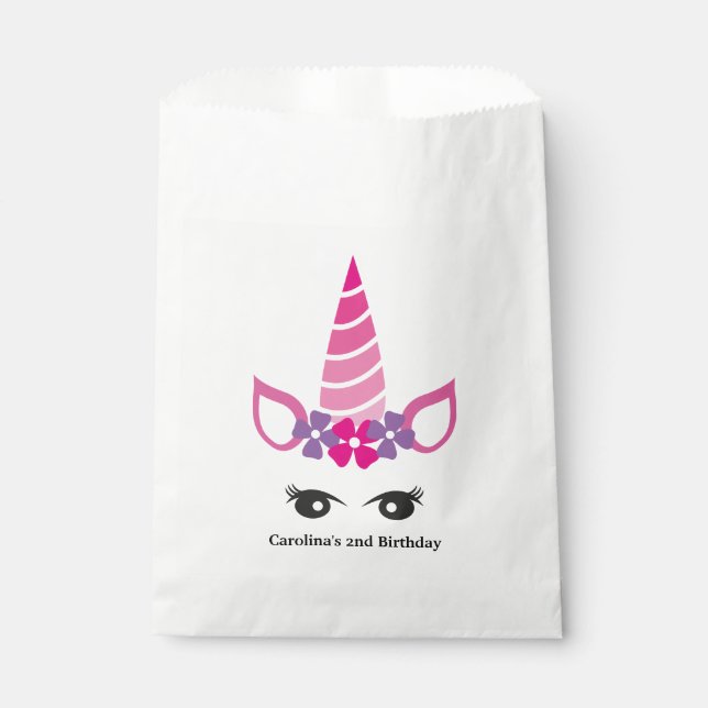 Personalised Unicorn Face Favour Bags (Front)