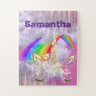 Personalised Unicorn Face Rainbow Kids Jigsaw Puzzle