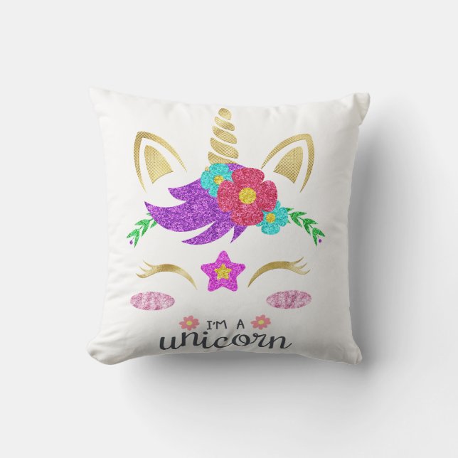 Personalised Unicorn Face with Pony Cushion (Front)