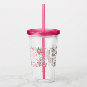 Personalised Unicorn Fields Acrylic Tumbler