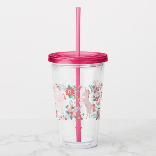 Personalised Unicorn Fields Acrylic Tumbler (Front)