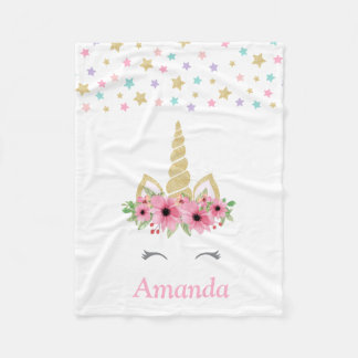 Personalised Unicorn Fleece Blanket